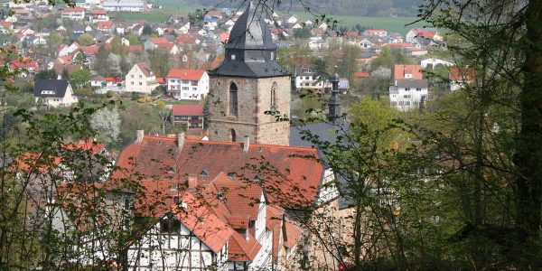 Blick vom Burgberg auf die Stadt